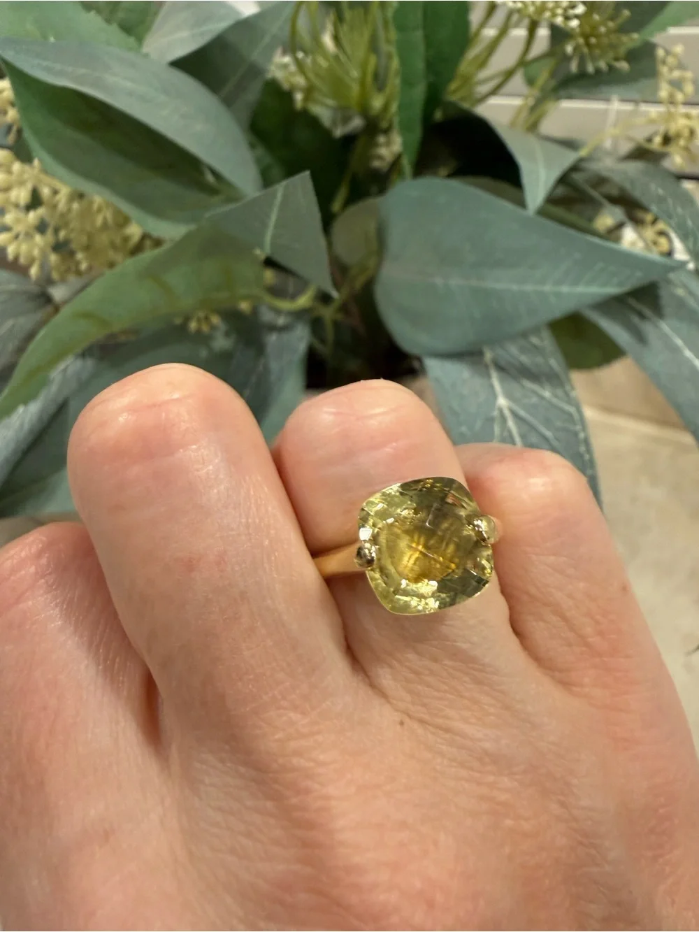 David Yurman DY 750 Gold & Yellow Gemstone Solitaire Ring Size 6